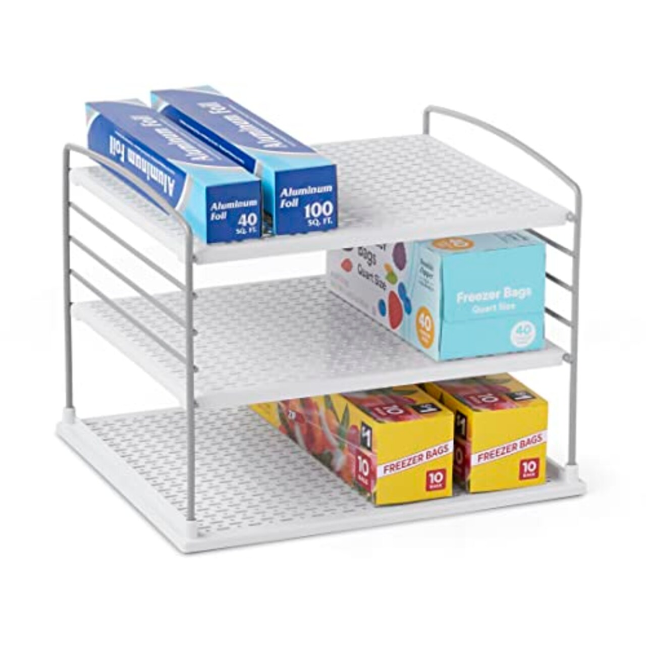 YouCopia UpSpace Cabinet Box Organizer, Adjustable Kitchen and Pantry Shelf for Plastic Wrap and Foil Storage, Large